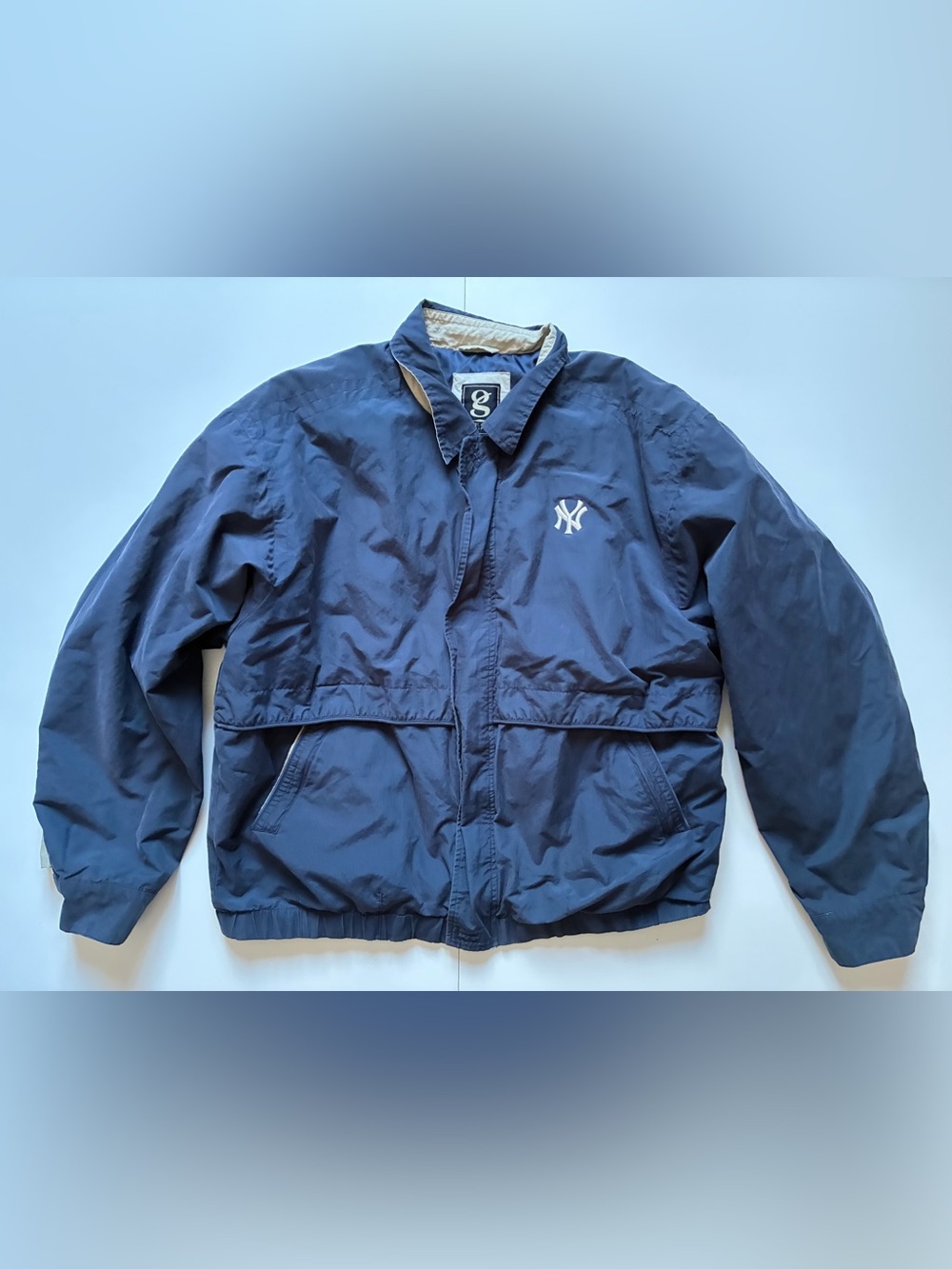 90s Gear New York Yankees Navy Bomber Jacket - Size Large
